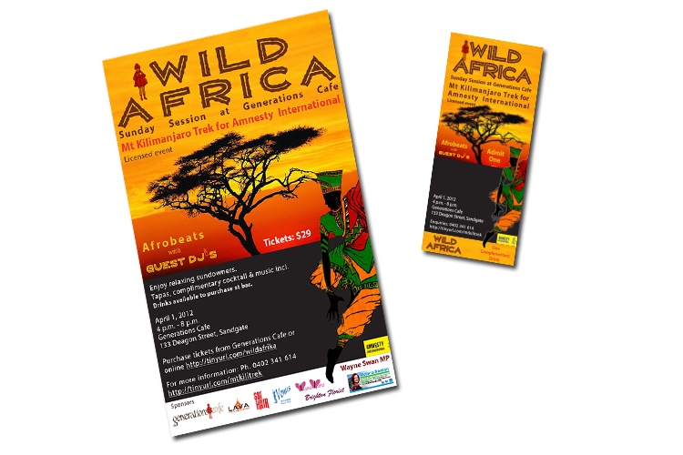 Amnesty International fundraiser—Wild Afrika poster design